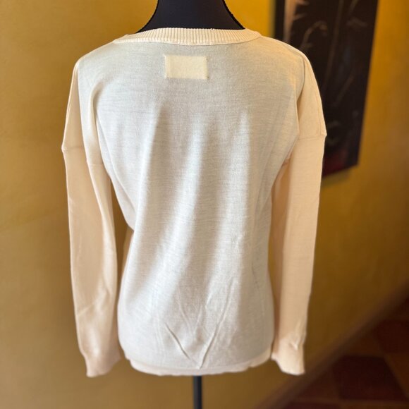 NWT! Zadig & Voltaire Gaby Heart Intarsia Sweater – Ecru – Size Small - Picture 3 of 15